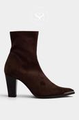 Miss Elastic Brown Suede Pointed Heeled Sock Boots - 75386 image