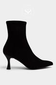 Miss Elastic Black Suede Pull-on Sock Boots — 78042