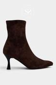 Miss Elastic Brown Suede Heeled Sock Boots — 78042 image