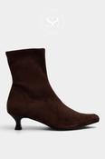 Miss Elastic Brown Suede Kitten Heeled Boots - 75306 image