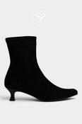 Miss Elastic Black Suede Kitten Heeled Boots - 75306 image