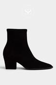 Miss Elastic Black Suede Western Style Sock Boots - 75376 image