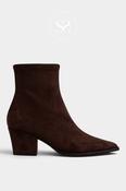 Miss Elastic Brown Suede Western Style Sock Boots - 75376 image