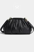 Depeche Black Leather Ruched Pouch Clutch Bag - 17314 image
