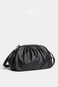 Depeche Black Leather Ruched Pouch Clutch Bag - 17314