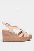 Oh My Sandals Taupe Suede High Wedge Sandals 6042 image