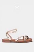 Oh My Sandals Gold Flat Sandals 5855 image