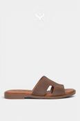 Oh My Sandals Dark Taupe Suede Slider Sandals 5858 image