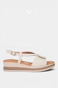 Oh My Sandals Cream Low Wedge Sandals 6045 image