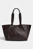 Depeche Chocolate Brown Woven Leather Shopper 17424