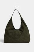 Depeche Army Green Suede Shopper Bag - 16644 image