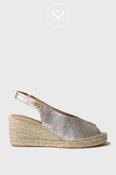 Toni Pons Laila Gold Leather Peep Toe Espadrille Wedge Sandals image