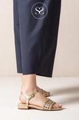 Unisa Gold Braided Block Heel Sandals - Calaf image