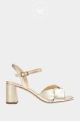 Unisa Gold Leather Block Heel Sandals - Medway image