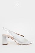 UNISA MONDY SILVER LEATHER BLOCK HEEL SLINGBACKS image
