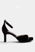 Unisa Black Velvet Block Heel Platform Sandal Saete image