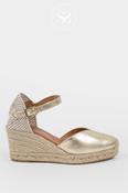 Wonders Gold Espadrille Wedge Sandals - YD-SI685