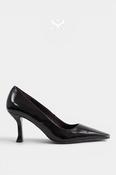 Lodi Black Leather Kitten Heeled Shoes - Pauline