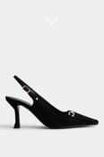 Lodi Black Suede Slingback High Heels - Pascal