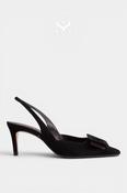 Lodi Black Suede Slingback Heels - Nestor