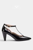 Unisa Black Patent Ankle Strap Pump - Latte image