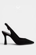 Lodi Black Suede High Heel Slingback -  Modern