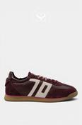 Back 70 Wine Suede and Velvet Slim Retro Trainers - Rocket image