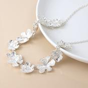 Silver Plated Textured Bloom Collar Necklace