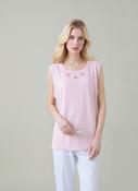 Baby Pink Embroidered Sleeveless Top Soft Casual Summer Vest image