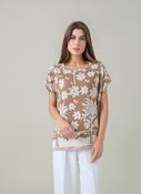 Beige Relaxed Fit Short Sleeve Tunic Top Lightweight Cotton Rich Casual Summer Shirt image