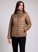 Taupe Waterproof &amp; Windproof Lightweight Padded Jacket with Funnel Neck image