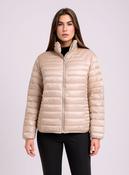 Beige Waterproof &amp; Windproof Lightweight Padded Jacket with Funnel Neck image