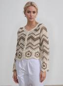 Beige &amp; Cream Crochet Knit Button Boho Cardigan