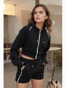 Black Piping Detail Hoodie &amp; Shorts Co-ord