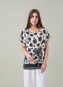 Black Relaxed Fit Short Sleeve Tunic Top Lightweight Cotton Rich Casual Summer Shirt image