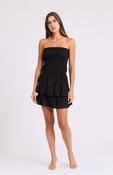 Black Strapless Polka Dot with Tiered Ruffle Hem Summer Cotton Playsuit