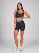 Black Two Piece Gym Set Sports Bra &amp; High Waist Shorts Co-Ord image