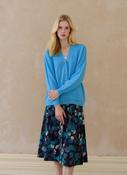 Blue Floral Pull On Elasticated Skirt image