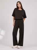 Brown Cropped Top &amp; Wide Leg Trouser Set with Seam Detail Co-ord