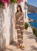 Brown One Shoulder Printed Co-Ord Set – Wide Leg Trousers &amp; Matching Top