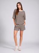 Brown Striped Co-Ord Shorts Set with Oversized Top image