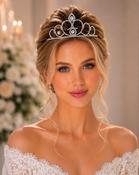 Elegant Stainless Steel Rhinestone Tiara Crown for Brides, Prom &amp; Pageants - Sparkling Crystal Wedding Headband image