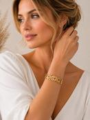 Chic Gold Stainless Steel Adjustable Bangle Bracelet for Women - Geometric Open Circle Cuff Design image
