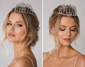 Elegant Rhinestone Stainless Steel Bridal Tiara Crown | Sparkly Wedding Prom Princess Headpiece image