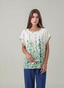 Green Relaxed Fit Short Sleeve Tunic Top Lightweight Cotton Rich Casual Summer Shirt image