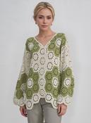 Green &amp; Cream Crochet Button Front Cardigan