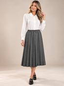 Grey Check Pleated Lined Elasticated Straight Skirt image