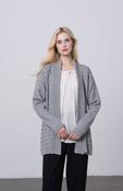 Grey Scallop Edge to Edge Open Cardigan