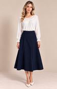 Navy Lined Elasticated A-Line Skirt image