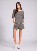 Navy Striped Knitted Co-Ord Shorts Set with Oversized Top image